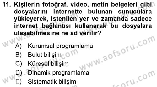 Büro Teknolojileri Dersi 2022 - 2023 Yılı (Final) Dönem Sonu Sınav Soruları 11. Soru
