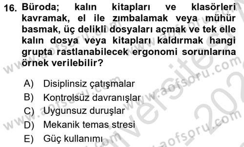 Büro Teknolojileri Dersi 2022 - 2023 Yılı (Final) Dönem Sonu Sınav Soruları 16. Soru