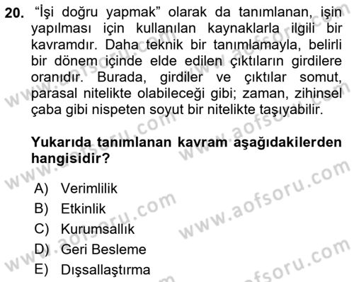 Büro Teknolojileri Dersi 2022 - 2023 Yılı (Final) Dönem Sonu Sınav Soruları 20. Soru