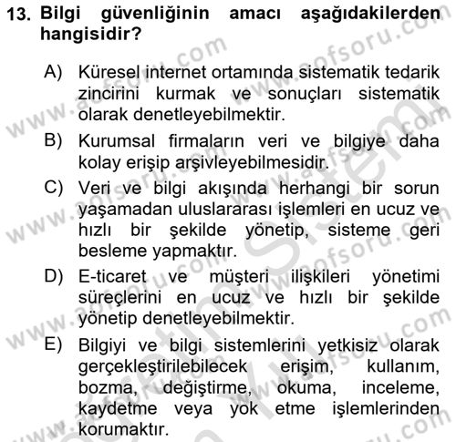 Büro Teknolojileri Dersi 2022 - 2023 Yılı Yaz Okulu Sınav Soruları 13. Soru