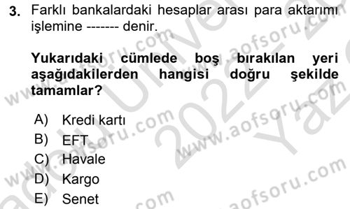 Büro Teknolojileri Dersi 2022 - 2023 Yılı Yaz Okulu Sınav Soruları 3. Soru