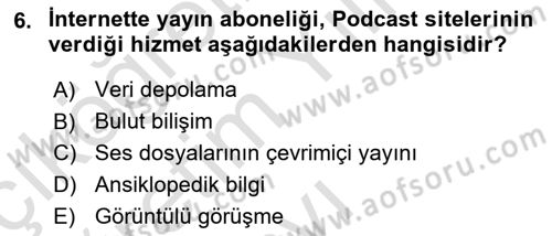 Büro Teknolojileri Dersi 2022 - 2023 Yılı Yaz Okulu Sınav Soruları 6. Soru