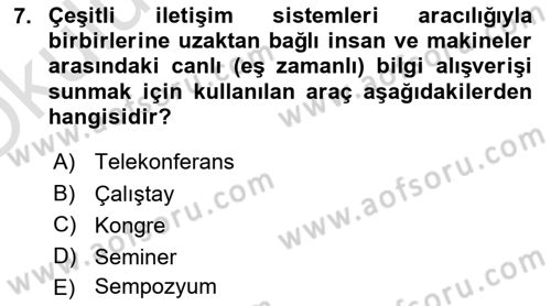 Büro Teknolojileri Dersi 2022 - 2023 Yılı Yaz Okulu Sınav Soruları 7. Soru