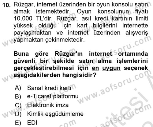 Büro Teknolojileri Dersi Ara Sınavı Deneme Sınav Soruları 10. Soru