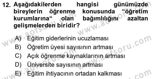 Büro Teknolojileri Dersi 2023 - 2024 Yılı (Vize) Ara Sınav Soruları 12. Soru