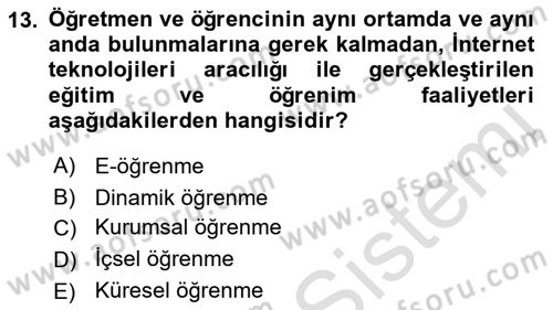 Büro Teknolojileri Dersi Ara Sınavı Deneme Sınav Soruları 13. Soru