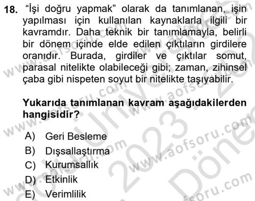 Büro Teknolojileri Dersi 2023 - 2024 Yılı (Final) Dönem Sonu Sınav Soruları 18. Soru