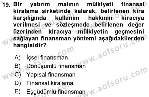 Büro Teknolojileri Dersi 2023 - 2024 Yılı (Final) Dönem Sonu Sınav Soruları 19. Soru