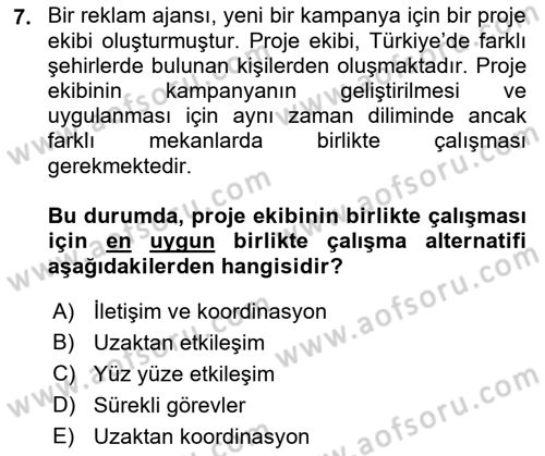 Büro Teknolojileri Dersi 2023 - 2024 Yılı (Final) Dönem Sonu Sınav Soruları 7. Soru