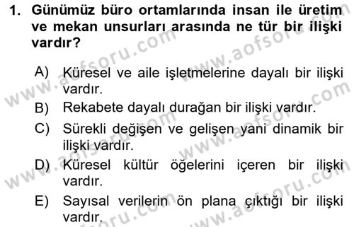 Büro Teknolojileri Dersi 2023 - 2024 Yılı Yaz Okulu Sınav Soruları 1. Soru