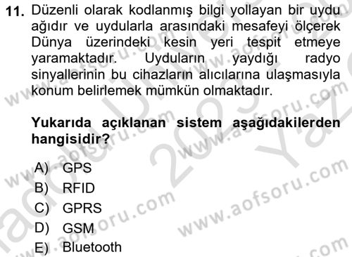 Büro Teknolojileri Dersi 2023 - 2024 Yılı Yaz Okulu Sınav Soruları 11. Soru
