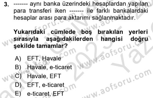Büro Teknolojileri Dersi 2023 - 2024 Yılı Yaz Okulu Sınav Soruları 3. Soru