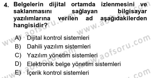 Büro Teknolojileri Dersi 2023 - 2024 Yılı Yaz Okulu Sınav Soruları 4. Soru