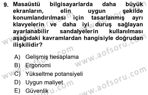 Büro Teknolojileri Dersi Ara Sınavı Deneme Sınav Soruları 9. Soru