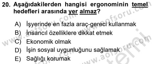 Büro Teknolojileri Dersi 2024 - 2025 Yılı (Final) Dönem Sonu Sınav Soruları 20. Soru