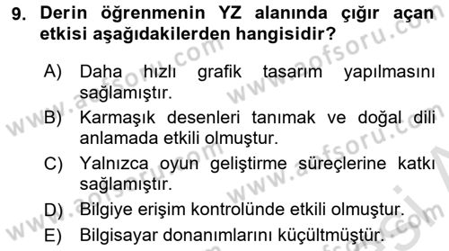 Büro Teknolojileri Dersi 2024 - 2025 Yılı (Final) Dönem Sonu Sınav Soruları 9. Soru
