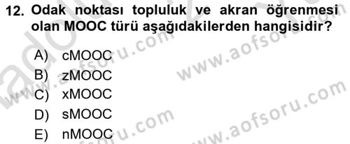 Büro Teknolojileri Dersi 2024 - 2025 Yılı Yaz Okulu Sınav Soruları 12. Soru