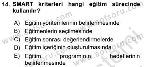 Büro Teknolojileri Dersi 2024 - 2025 Yılı Yaz Okulu Sınav Soruları 14. Soru