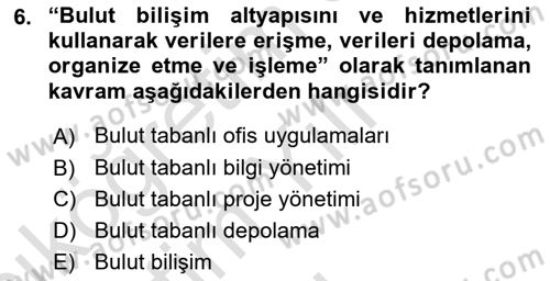 Büro Teknolojileri Dersi 2024 - 2025 Yılı Yaz Okulu Sınav Soruları 6. Soru