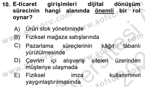 Büro Teknolojileri Dersi 2025 - 2026 Yılı (Final) Dönem Sonu Sınav Soruları 10. Soru