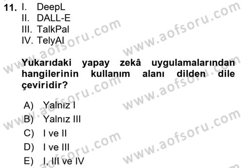 Büro Teknolojileri Dersi 2025 - 2026 Yılı (Final) Dönem Sonu Sınav Soruları 11. Soru