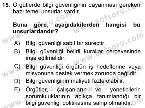 Büro Teknolojileri Dersi 2025 - 2026 Yılı (Final) Dönem Sonu Sınav Soruları 15. Soru