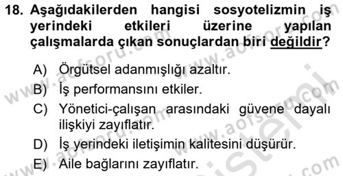 Büro Teknolojileri Dersi 2025 - 2026 Yılı (Final) Dönem Sonu Sınav Soruları 18. Soru