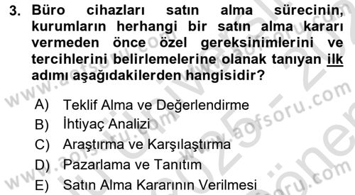Büro Teknolojileri Dersi 2025 - 2026 Yılı (Final) Dönem Sonu Sınav Soruları 3. Soru
