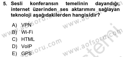 Büro Teknolojileri Dersi 2025 - 2026 Yılı (Final) Dönem Sonu Sınav Soruları 5. Soru