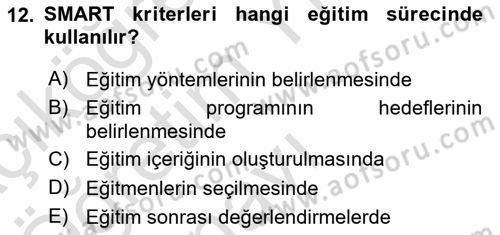 Büro Teknolojileri Dersi 2025 - 2026 Yılı Yaz Okulu Sınav Soruları 12. Soru