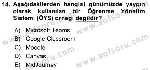 Büro Teknolojileri Dersi 2025 - 2026 Yılı Yaz Okulu Sınav Soruları 14. Soru