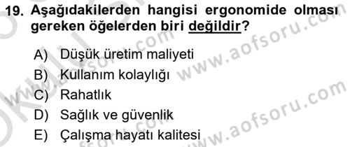 Büro Teknolojileri Dersi 2025 - 2026 Yılı Yaz Okulu Sınav Soruları 19. Soru