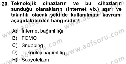 Büro Teknolojileri Dersi 2025 - 2026 Yılı Yaz Okulu Sınav Soruları 20. Soru
