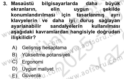 Büro Teknolojileri Dersi 2025 - 2026 Yılı Yaz Okulu Sınav Soruları 3. Soru