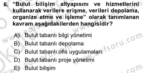 Büro Teknolojileri Dersi 2025 - 2026 Yılı Yaz Okulu Sınav Soruları 6. Soru