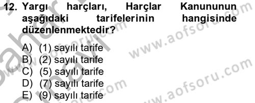 Damga Vergisi Ve Harçlar Bilgisi Dersi 2012 - 2013 Yılı (Vize) Ara Sınav Soruları 12. Soru