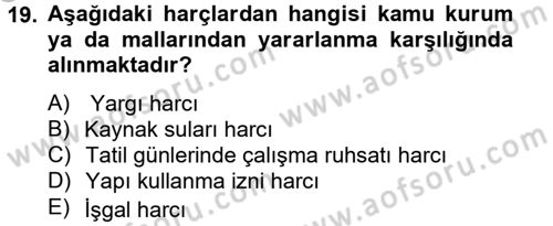 Damga Vergisi Ve Harçlar Bilgisi Dersi 2012 - 2013 Yılı (Vize) Ara Sınav Soruları 19. Soru