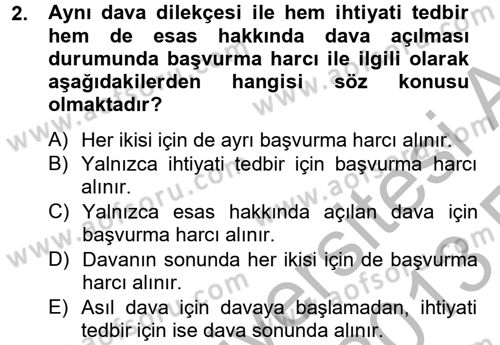 Damga Vergisi Ve Harçlar Bilgisi Dersi 2012 - 2013 Yılı (Vize) Ara Sınav Soruları 2. Soru