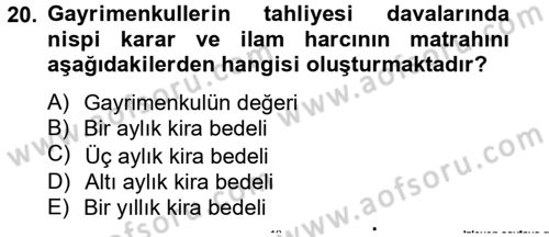 Damga Vergisi Ve Harçlar Bilgisi Dersi Ara Sınavı Deneme Sınav Soruları 20. Soru