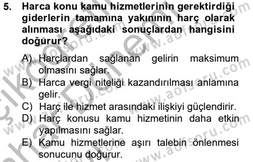 Damga Vergisi Ve Harçlar Bilgisi Dersi 2012 - 2013 Yılı (Vize) Ara Sınav Soruları 5. Soru