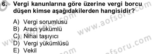 Damga Vergisi Ve Harçlar Bilgisi Dersi 2012 - 2013 Yılı (Vize) Ara Sınav Soruları 6. Soru