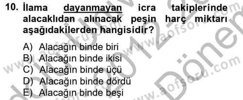 Damga Vergisi Ve Harçlar Bilgisi Dersi 2012 - 2013 Yılı (Final) Dönem Sonu Sınav Soruları 10. Soru