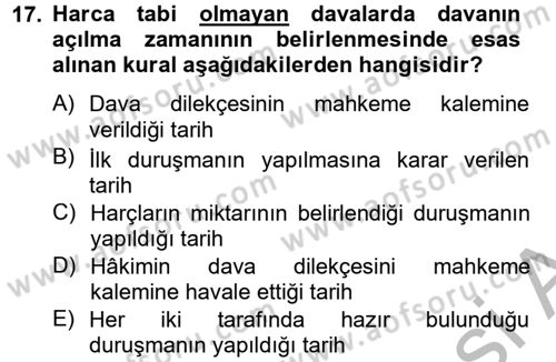 Damga Vergisi Ve Harçlar Bilgisi Dersi 2012 - 2013 Yılı (Final) Dönem Sonu Sınav Soruları 17. Soru