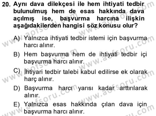 Damga Vergisi Ve Harçlar Bilgisi Dersi 2013 - 2014 Yılı (Vize) Ara Sınav Soruları 20. Soru