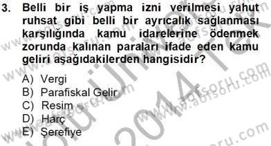 Damga Vergisi Ve Harçlar Bilgisi Dersi 2013 - 2014 Yılı Tek Ders Sınav Soruları 3. Soru