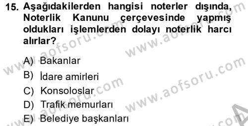 Damga Vergisi Ve Harçlar Bilgisi Dersi 2014 - 2015 Yılı (Vize) Ara Sınav Soruları 15. Soru
