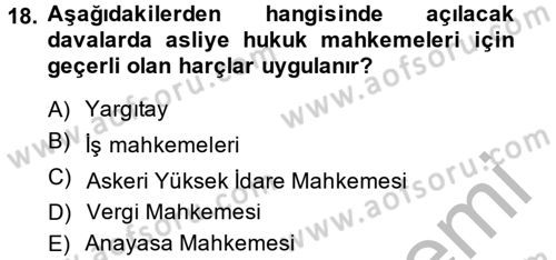 Damga Vergisi Ve Harçlar Bilgisi Dersi 2014 - 2015 Yılı (Vize) Ara Sınav Soruları 18. Soru