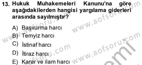 Damga Vergisi Ve Harçlar Bilgisi Dersi 2014 - 2015 Yılı (Final) Dönem Sonu Sınav Soruları 13. Soru
