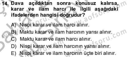Damga Vergisi Ve Harçlar Bilgisi Dersi 2014 - 2015 Yılı (Final) Dönem Sonu Sınav Soruları 14. Soru