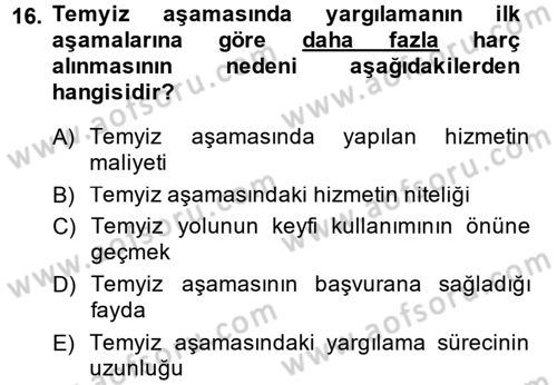 Damga Vergisi Ve Harçlar Bilgisi Dersi 2014 - 2015 Yılı (Final) Dönem Sonu Sınav Soruları 16. Soru
